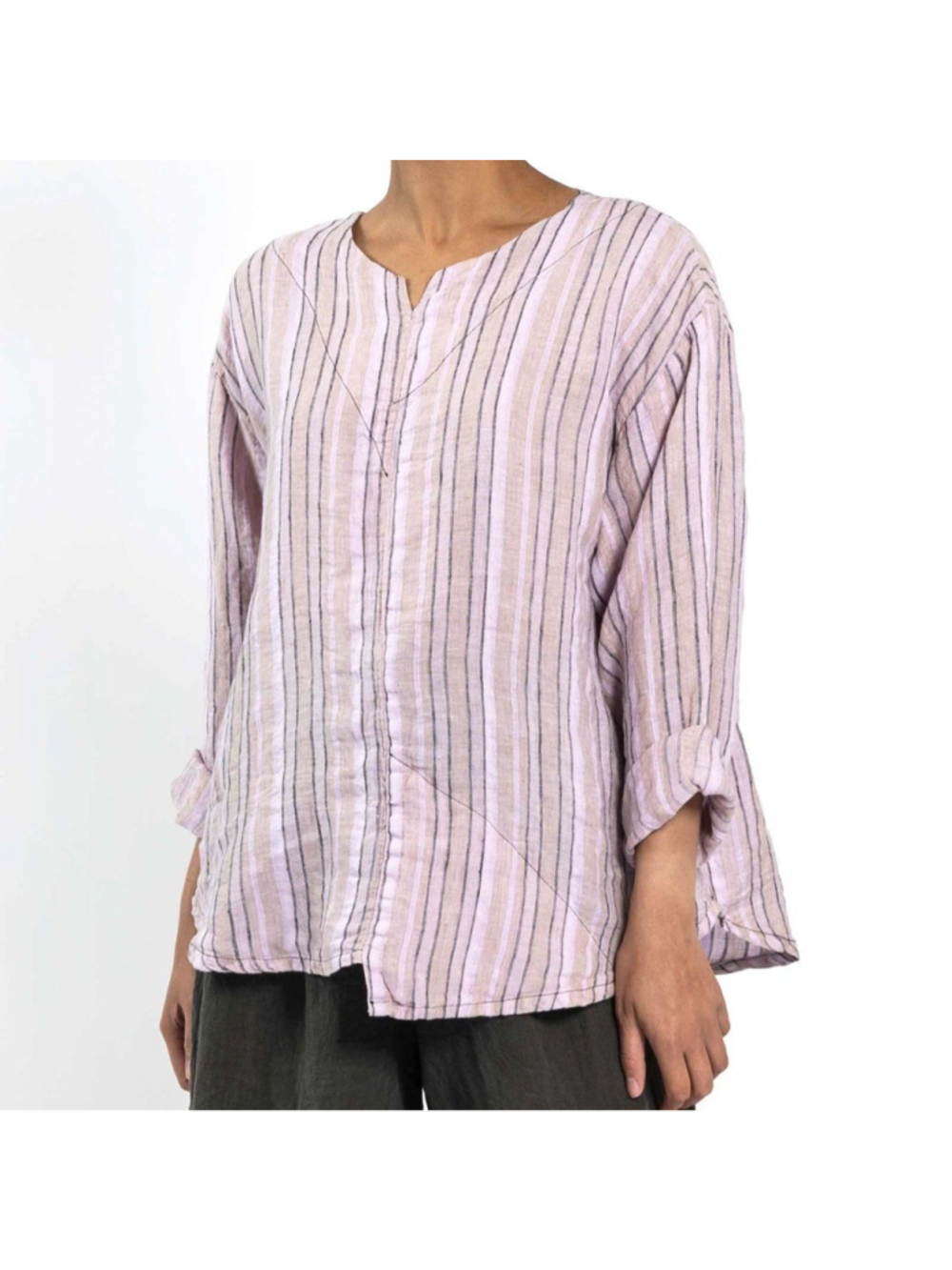 Cynthia Ashby Womens Oversized Linen Top Size Large Purple Lagenlook Flowy Boho